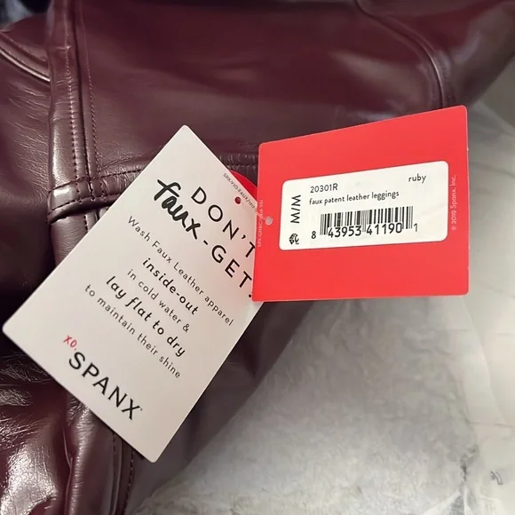 SPANX High-Shine Faux Leather Leggings in Burgundy - Picture 16 of 16